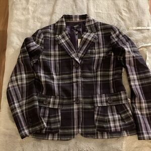 NWT Talbots purple plaid blazer size 8P